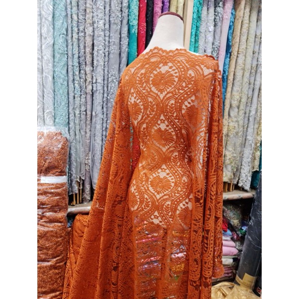 kain brukat katun meteran/bahan brukat kebaya pesta wisuda/brukat fatmawati/lace meteran