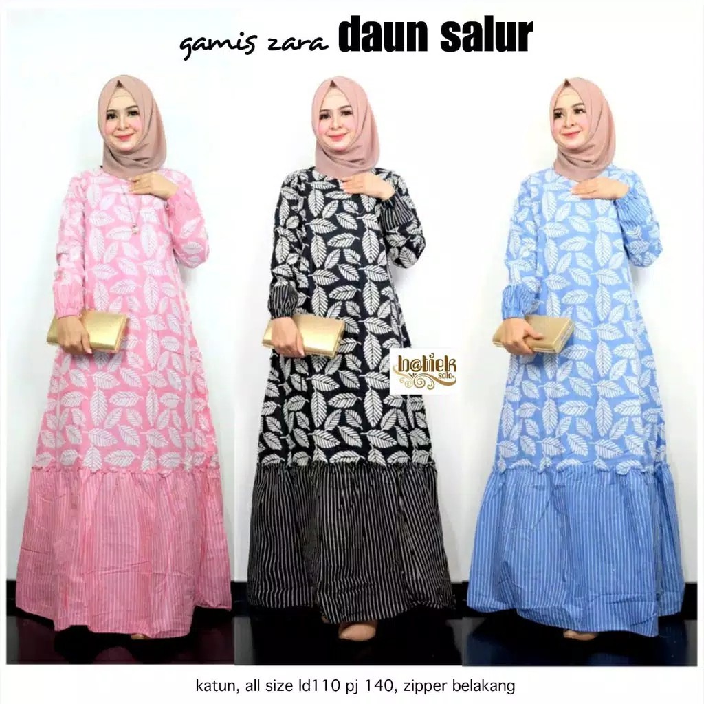  Gamis  Zara  Daun Salur Batik  Cantik Batik  Gamis  Bagus 