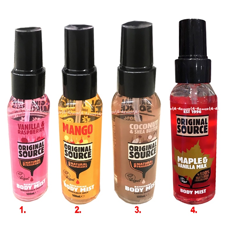 Original Source Body Mist Parfum 100ml Vanilla Raspberry Mango Coconut Maple Vanilla Mix OS Originalsource