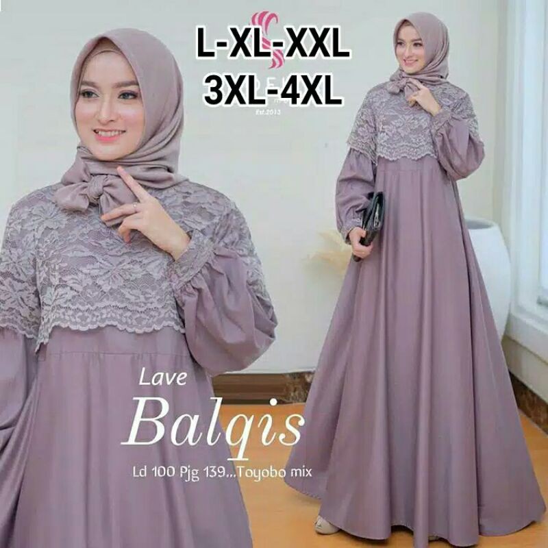 Gamis Syari Wanita Jumbo Big Size Brukat Elegan Pesta Size Komplit M L XL XXL XXXL 4XL 5XL-1