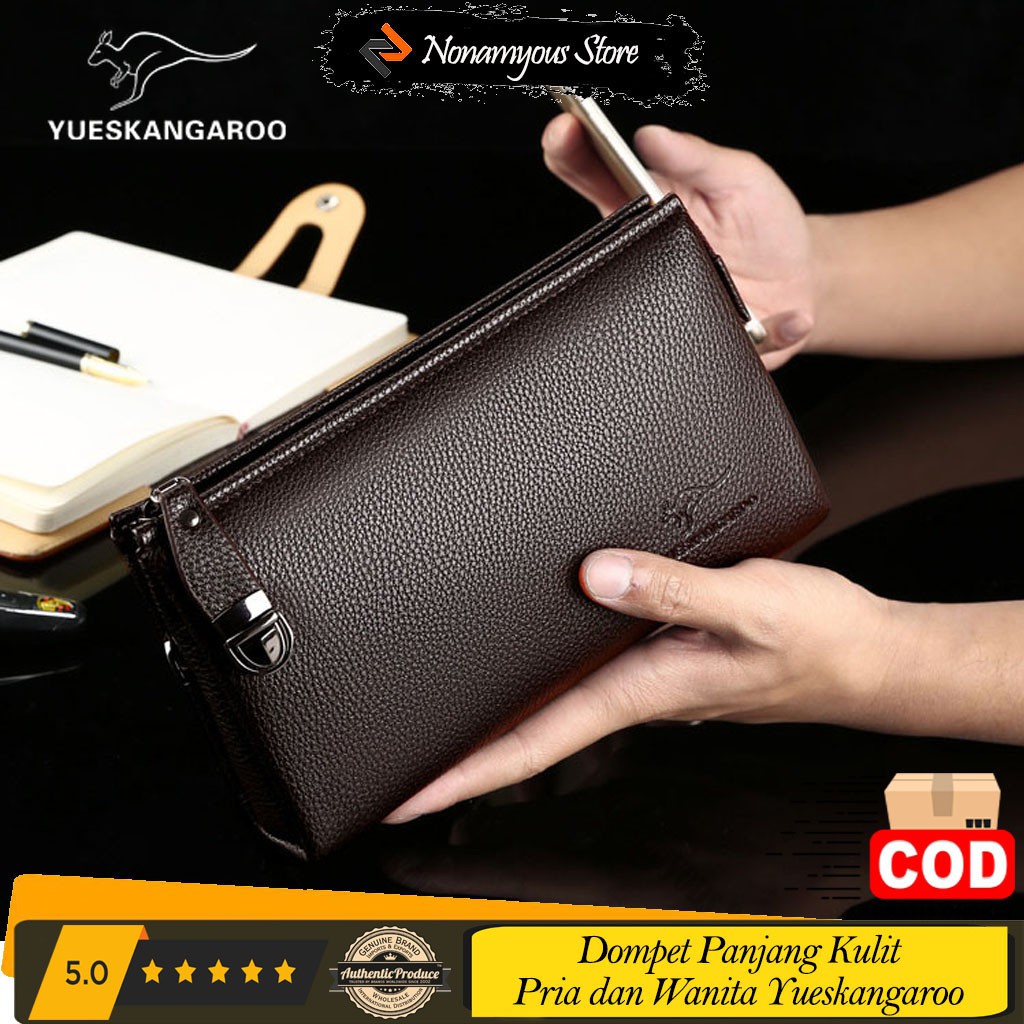 [ORIGINAL] Yueskangaroo Dompet Panjang Kulit Import Pria dan Wanita Clutch Wallet Soft Leather Unisex