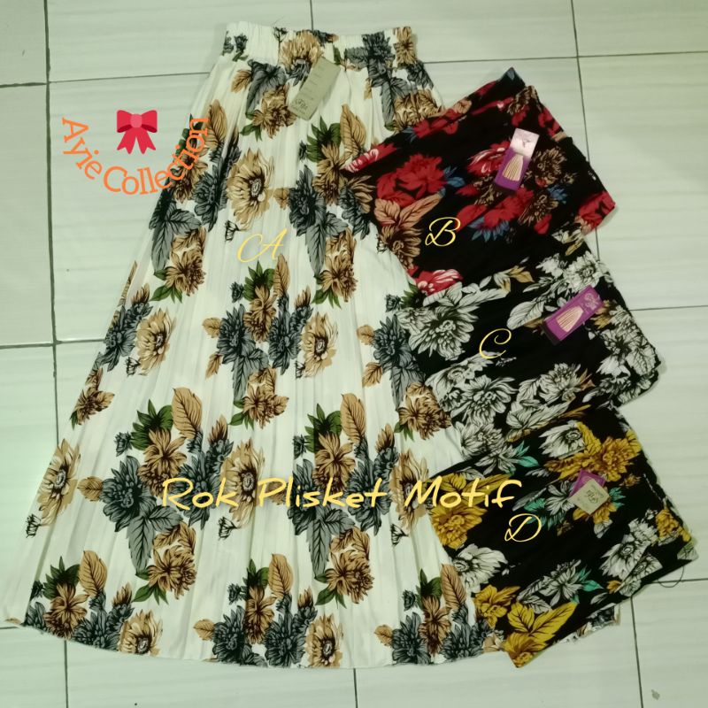 Rok plisket payung motif bunga (bunga matahari) Series 1