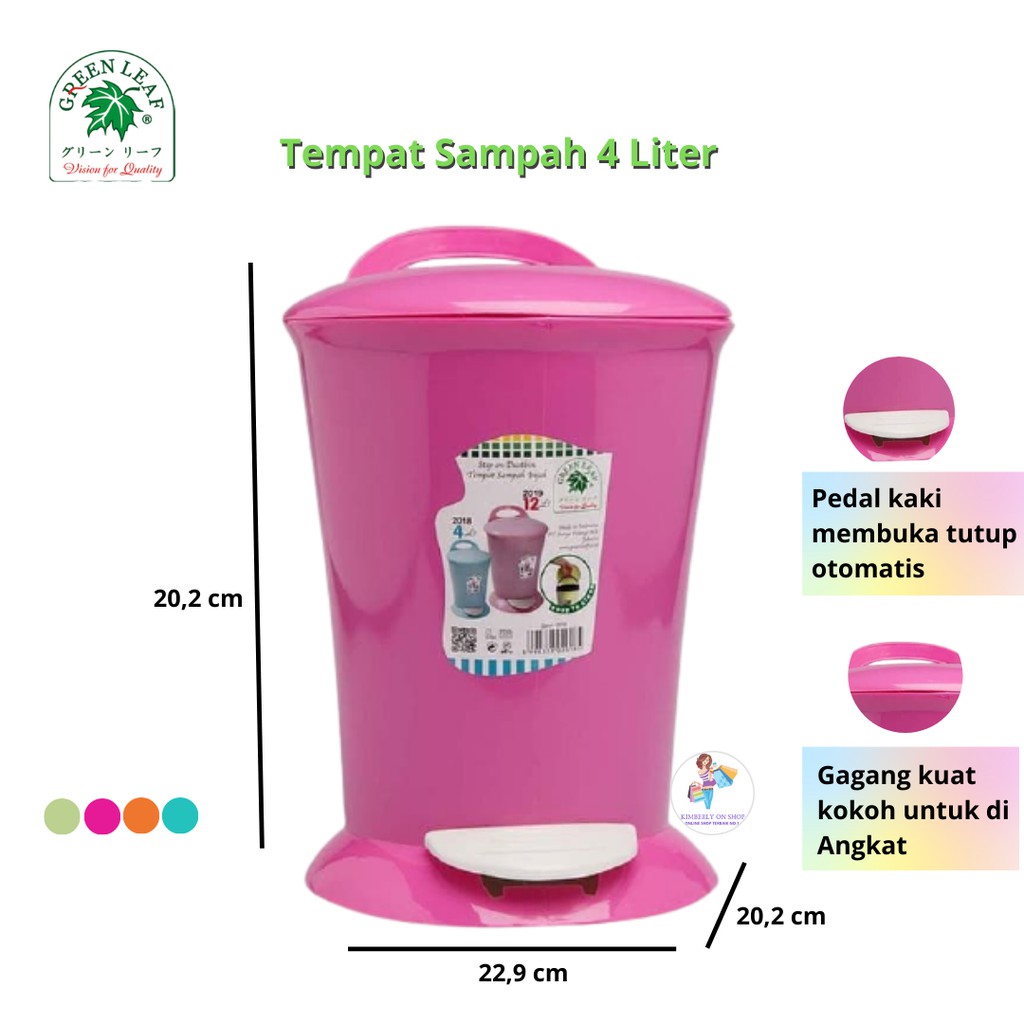 Tempat sampah Green Leaf 2018 Servi Step On Dustbin 4 L