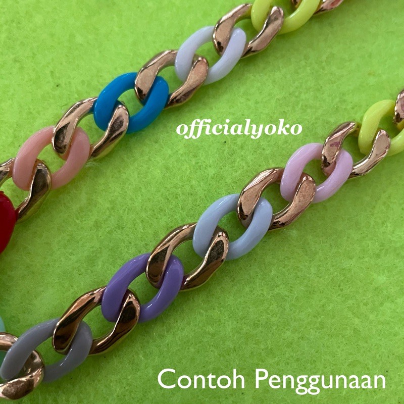 Rantai Plastik / Chain Strap Korea Emas per bungkus