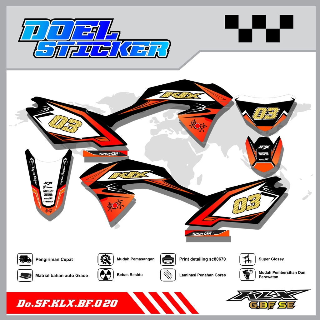 Sticker Striping Honda KLX 150 G , BF , SE Lama List Variasi Hologram , Crome Doel 020