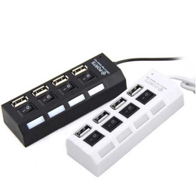 Usb Hub Saklar 4 Port On/Off High speed Saklar Tombol ON OFF Lampu LED 4 port USB HUB Switch 4port Ports Sambungan Kabel Adaptor Charger Batok Cas