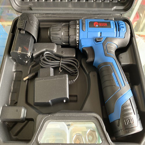 Mesin Bor Cordless Charger 2 Battery 12v Edon Lithium Portable