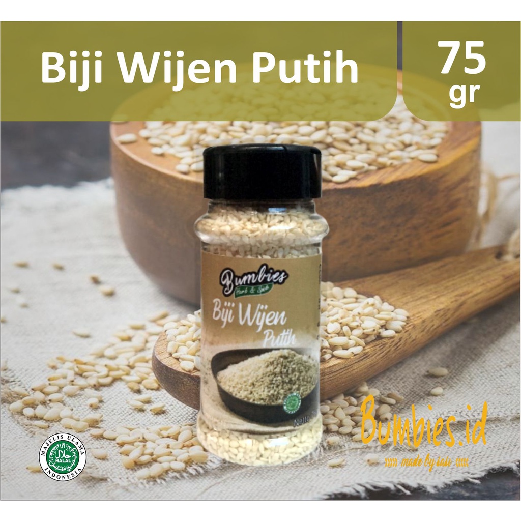 𝘽𝙪𝙢𝙗𝙞𝙚𝙨 𝙋𝙧𝙤𝙙𝙪𝙘𝙩 Biji Wijen Putih 75gram | white sesame seeds | Penyedap Rempah Rempah | Bumbu Instan Botol