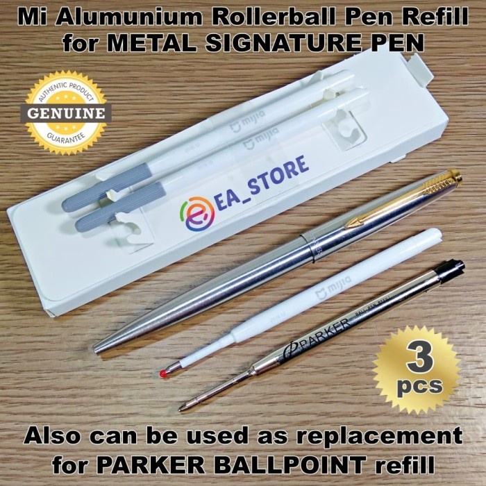 

NEW XIAOMI & PARKER MI ALUMINUM ROLLERBALL PEN REFILL ISI 3 ORIGINAL MIJIA