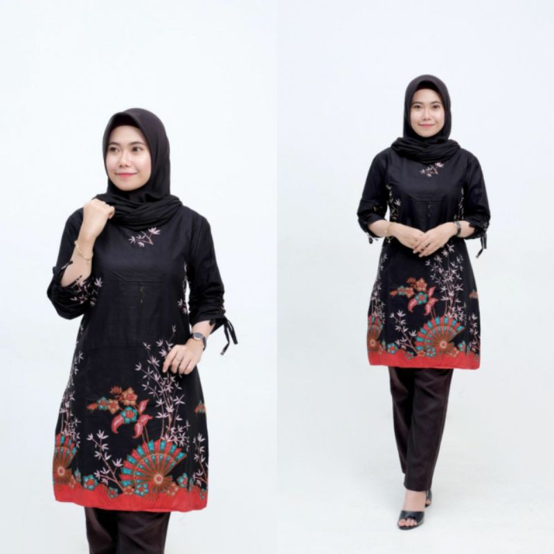PROMO BATIK COUPLE KELUARGA SARIMBIT sania ruffle batik ori ndoro jowi motif KIPAS-TUNIK