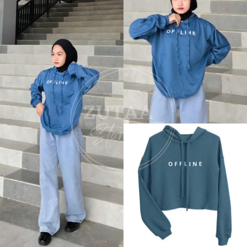 Offline sweater crop hodie kekinian // Sweater Hodie