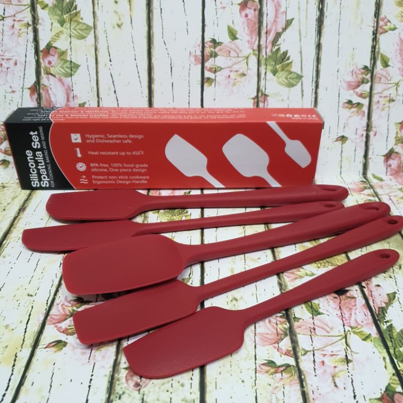 premium silicone spatula set 5pcs /alat Masak spatula lancip tebal