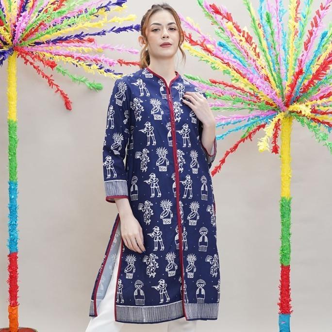 NONA RARA - Ayala Betawi Blue T0900, Baju atasan blouse batik wanita