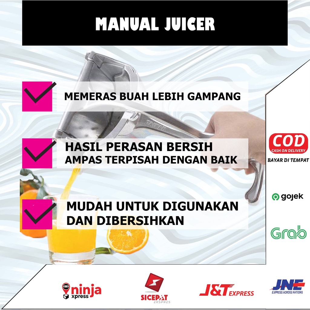 Alat Perasan Manual Sari Buah Juicer Juice Hand Pressure Pres Pemeras Peras Jeruk Praktis Besar Stainless Steel HP3