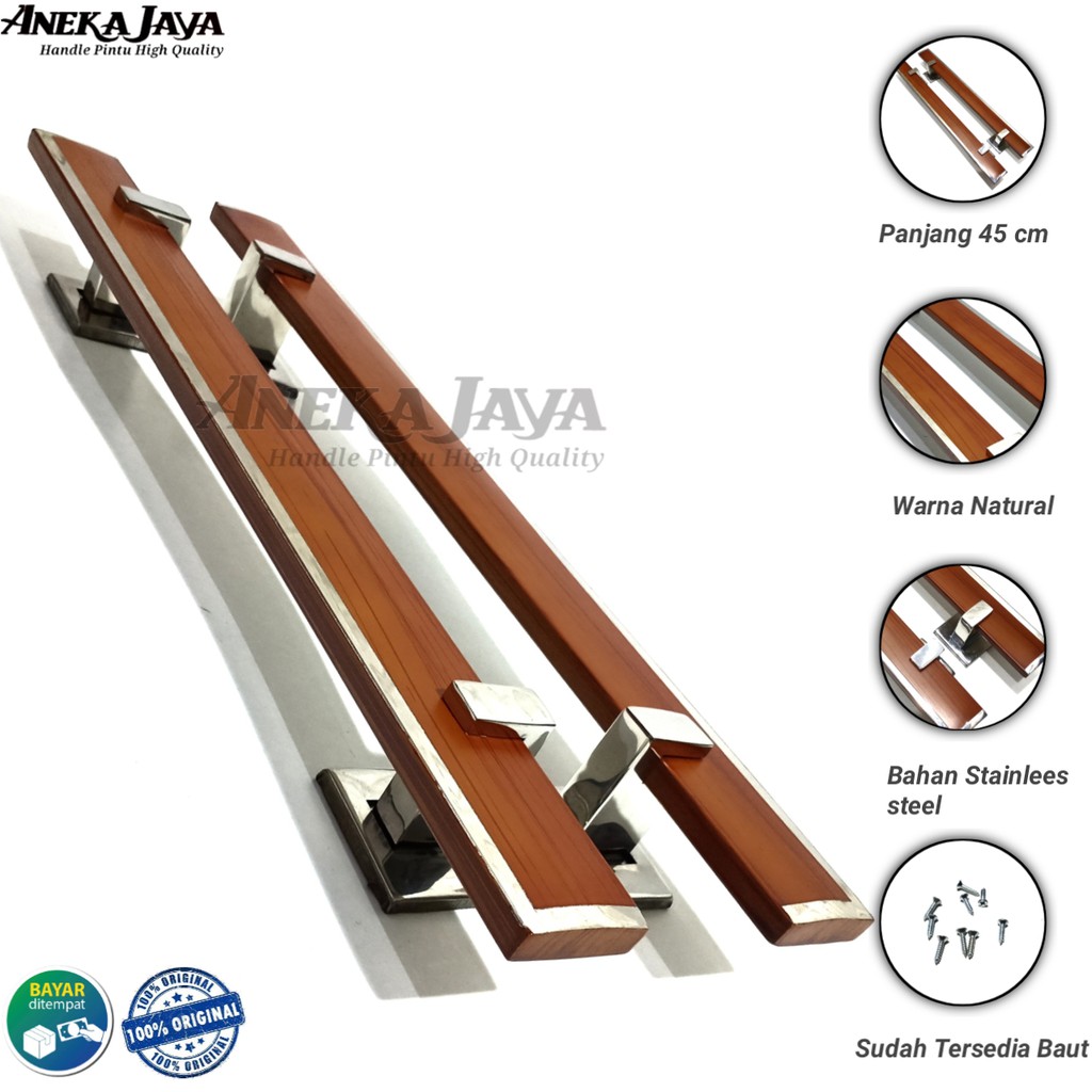 Handle pintu rumah panjang 60 cm 45 cm 35 cm / Gagang pintu rumah / Pegangan pintu rumah murah terbaru natural