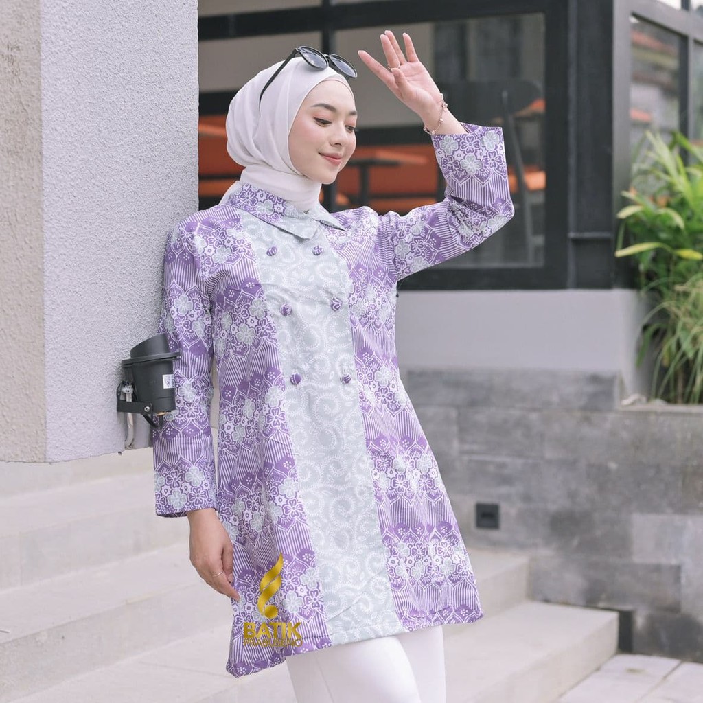 PRABUSENO // Batik Prabuseno TUNIK TARUNI  Batik Wanita Atasan Lengan Panjang  Original Batik Solo B