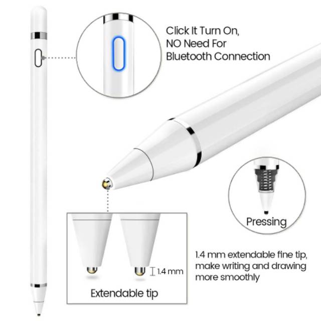Stylus pen runcing samsung / android / pad / tab / touchscreen easy to write and drawing rechargeable