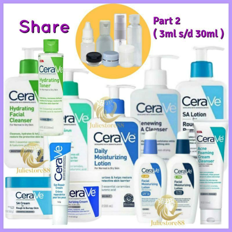 (SHARE IN JAR) CeraVe Moisturizing Lotion SA AM PM Lotion Cream Foaming Hydrating Cleanser Acne Foaming Eye Repair Cream Cerave Toner