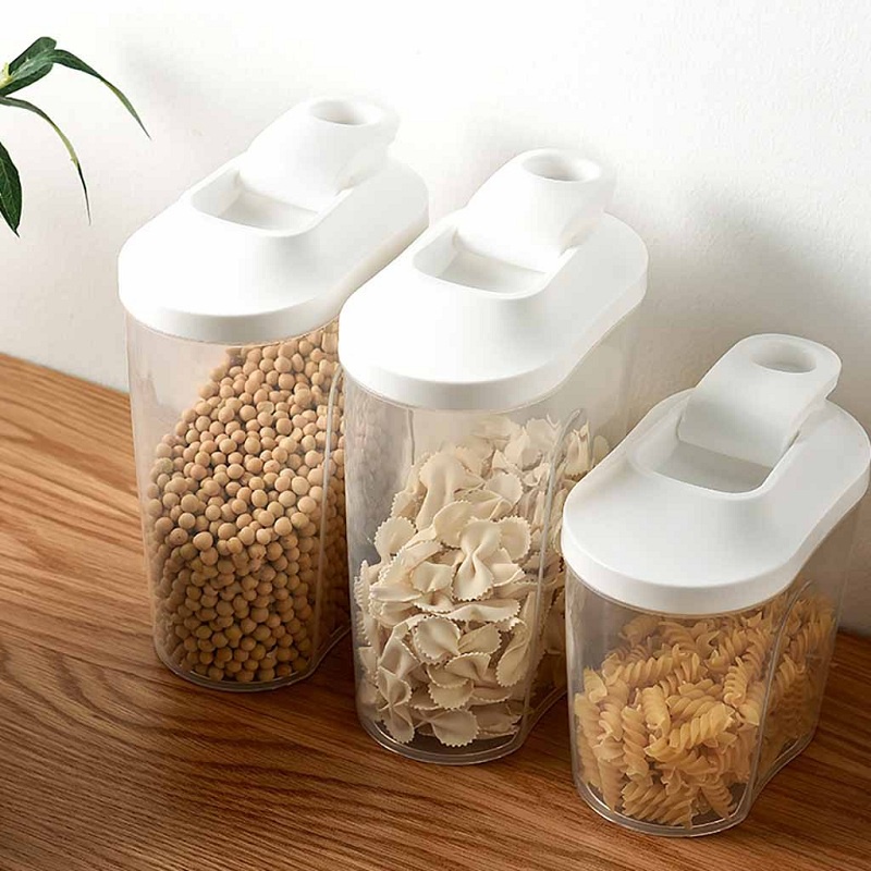Kotak Dispenser Penyimpanan Makanan Sereal Anjing Portabel Tahan Lembab Kapasitas 1L / 1.5L Untuk Dapur