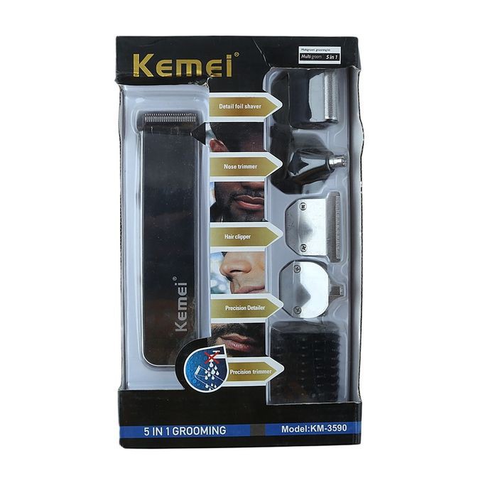 KEMEI KM 3590 CLIPPER ALAT CUKUR RAMBUT 5 IN 1 MESIN POTONG RAMBUT CAS