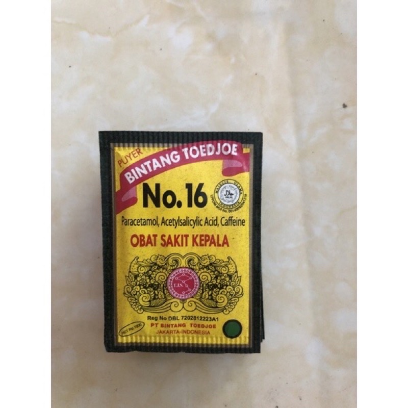 Bintang Toedjoe Puyer No.16 isi 12 Sachet - Obat Puyer Sakit Kepala-Gigi-Demam/ puyer 16 / puyer 16 