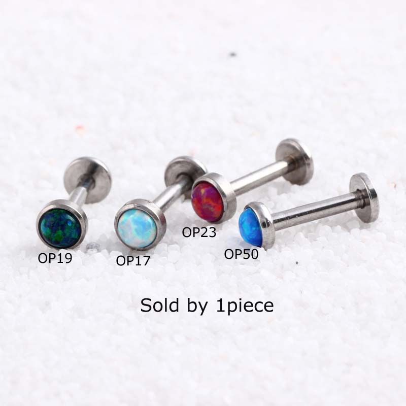 1biji Batu Opal Labret Lip Stud Ulir Internal Telinga Tragus Tulang Rawan Lobe Daith Piercing 16G