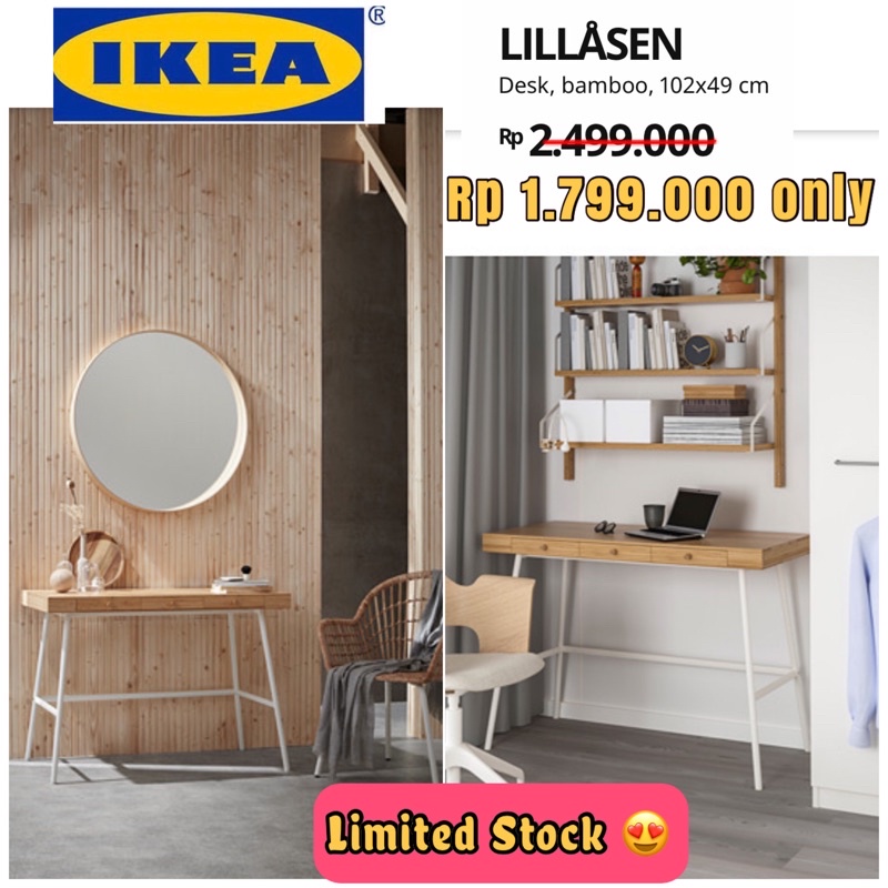 PROMO LILLASEN IKEA Meja Kerja console Putih SALE TERBATAS