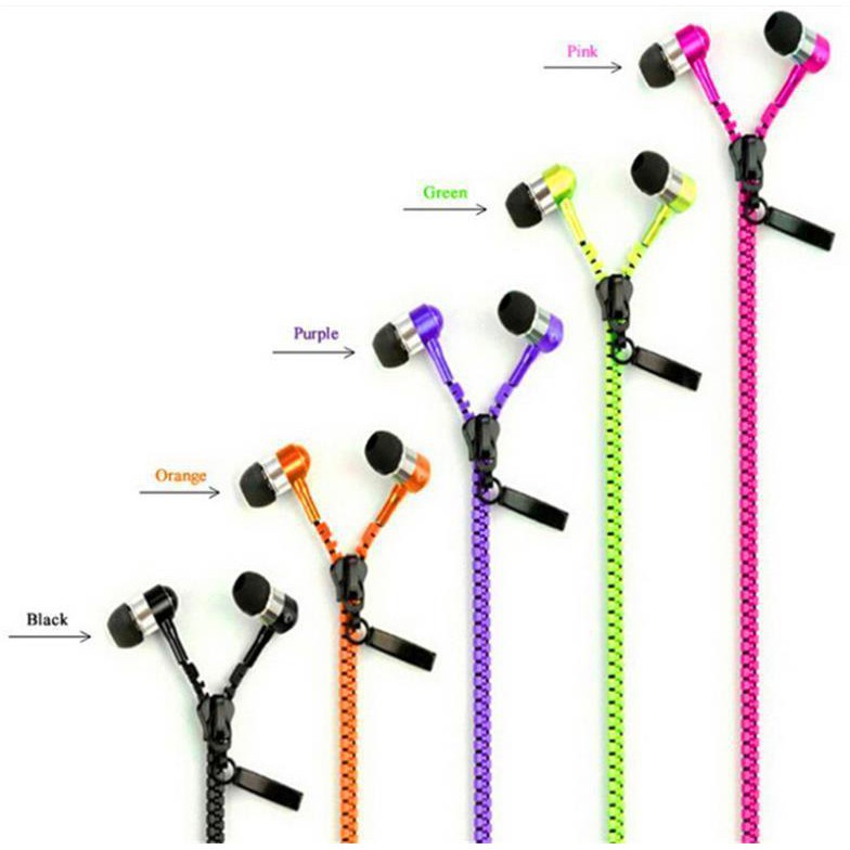 Handsfree / Headset Zipper Resleting Kancing Super stereo / Earphone Ziper EXTRA BASS + MIC