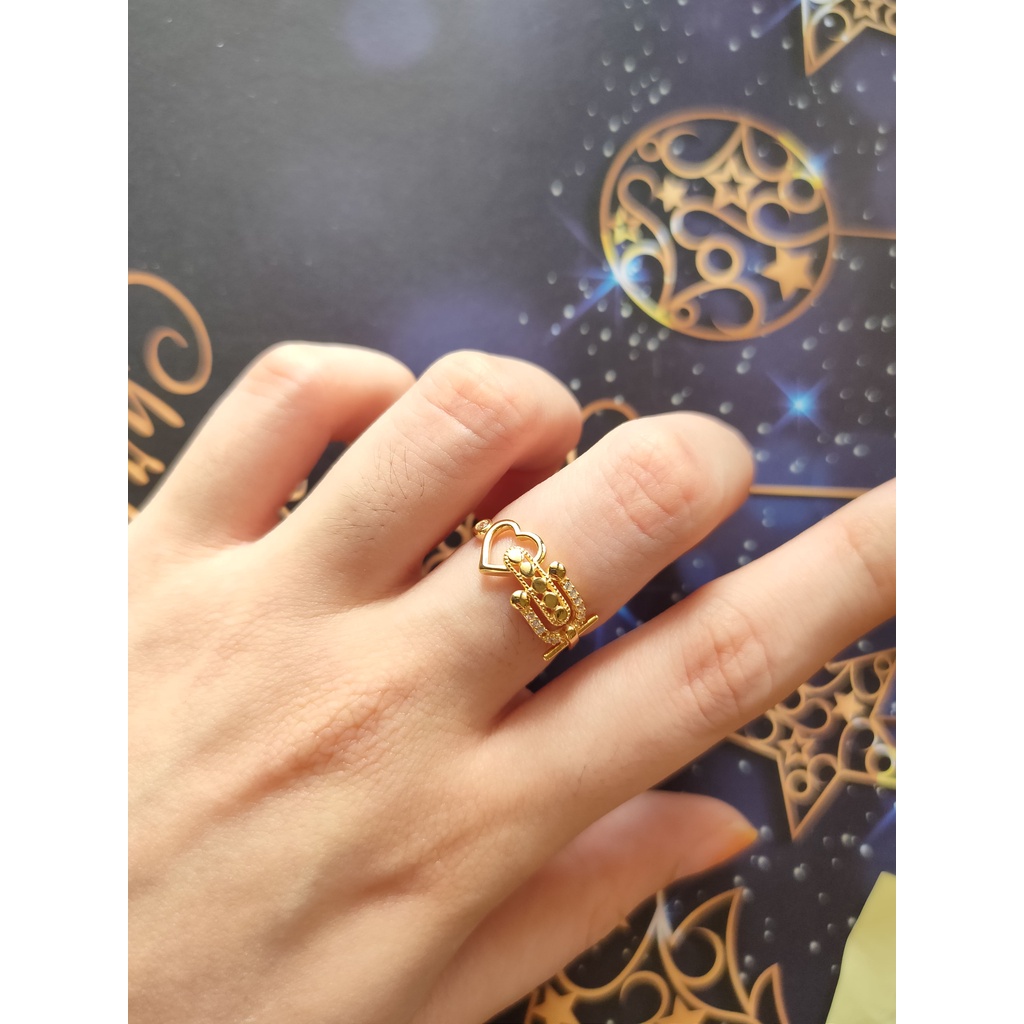 Cincin hati fashion emas tua emas 700 cincin wanita premium