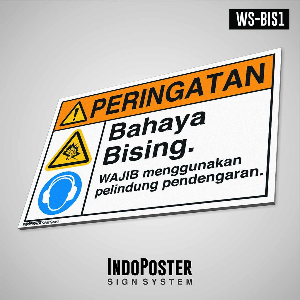 

Safety Sign Rambu K3 PVC ANSI Bahaya Bising Wajib Pelindung Pendengaran