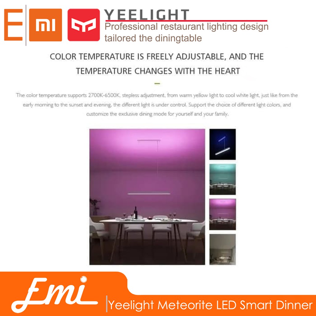 Yeelight Meteorite LED Smart Dinner Pendant Lights Lampu Meja Makan