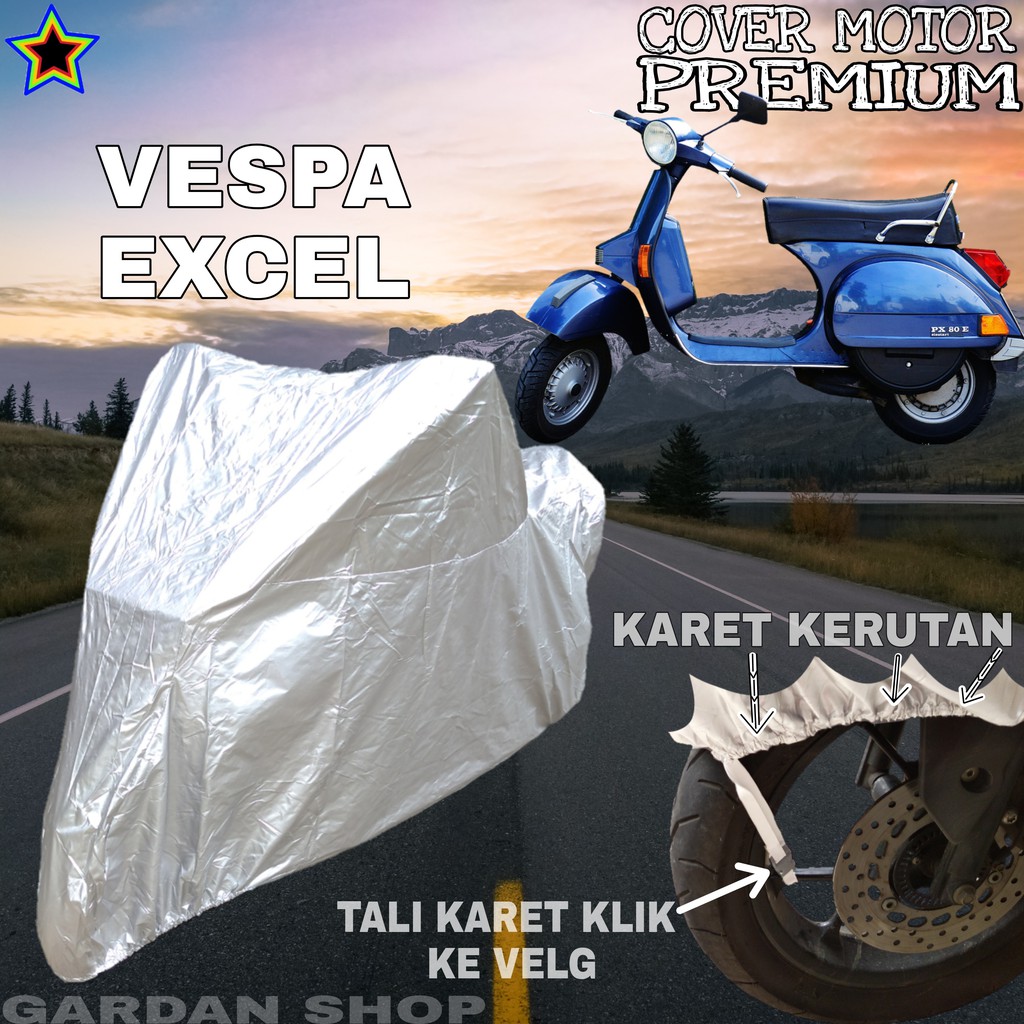 Sarung Motor VESPA EXCEL SILVER POLOS Body Cover Penutup Motor Vespa PREMIUM