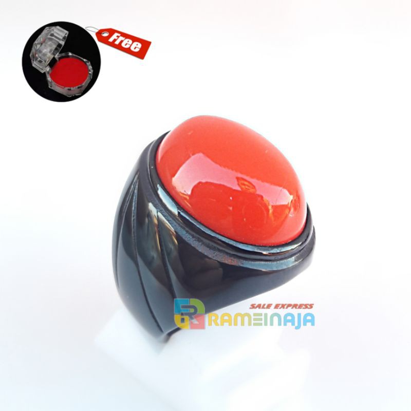 Cincin Batu Red Coral Marjan Original