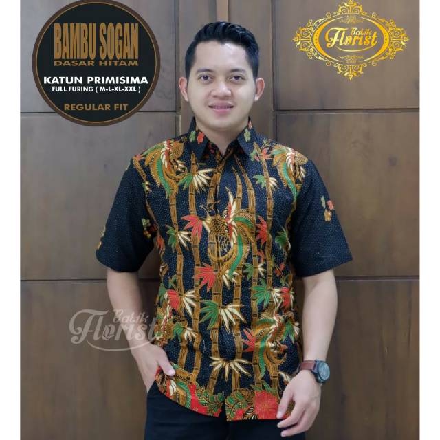 Hem Batik Pria Lengan Pendek BAMBU SOGAN Bahan Katun Primisima