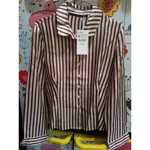 Kemeja Zara Garis Maroon