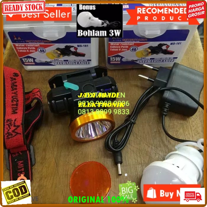 G225 ORIGINAL LAMPU SENTER KEPALA PALA HEAD LAMP CAS CASAN CHARGER 8 JAM LED PUTIH KUNING COB BATERA