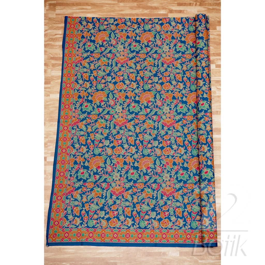 KAIN BATIK KATUN Premium Motif Kembang Warna Biru Hijau Orange Merah 728396 Cap 72 Jarik Jarit Samping Kebat Panjang Batik Katun Modern Premium Bahan Seragam Batik Pernikahan Kantor Keluarga Murah Kamen Jadi Batik Bali Lembaran