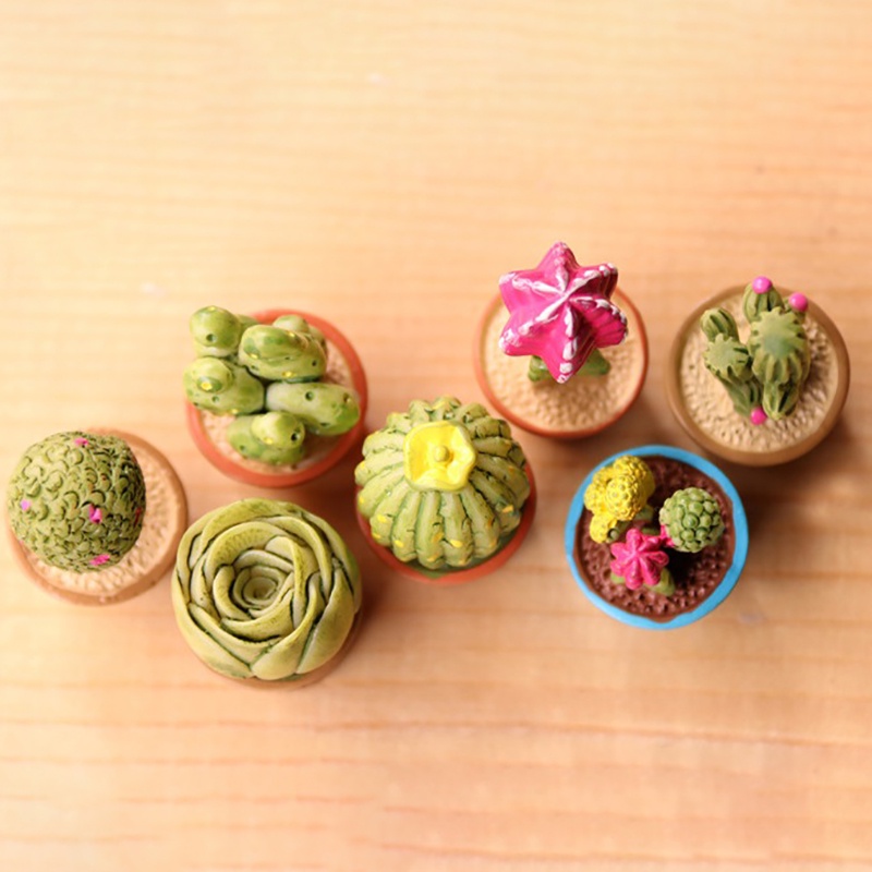 【beautifulhome12.id】5Pcs Miniature Succulent Plant In Pot For Dollhouse Furniture Decoration Home