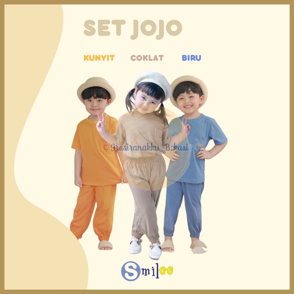 Setelan Anak Unisex Smilee Jojo Mixx Warna Size 1-5Thn