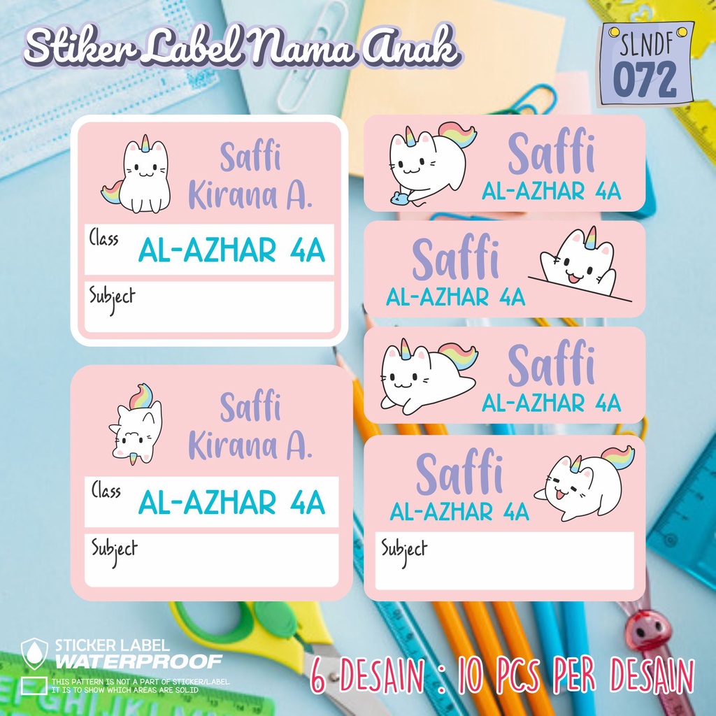 

stiker label nama waterproof anak murah sekolah sepatu buku SLNDF 072