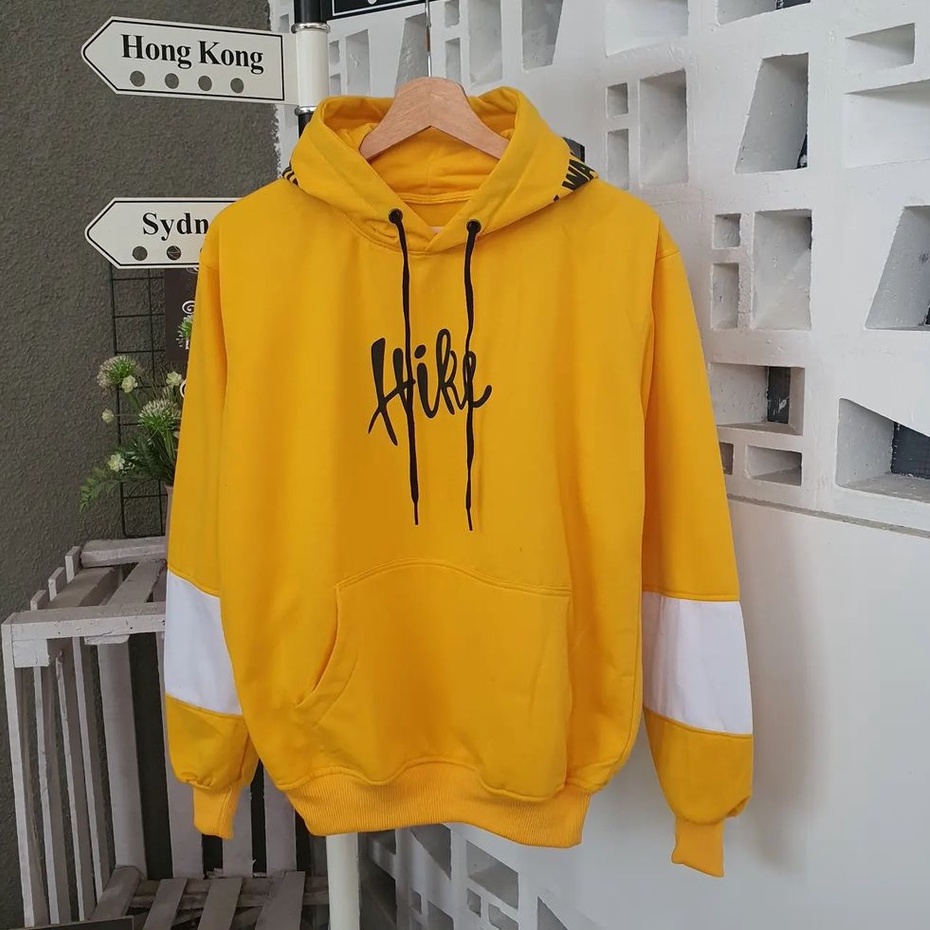 Hoodie Hike Outwear Unisex Mustard Dengan Garis List Di Tangan