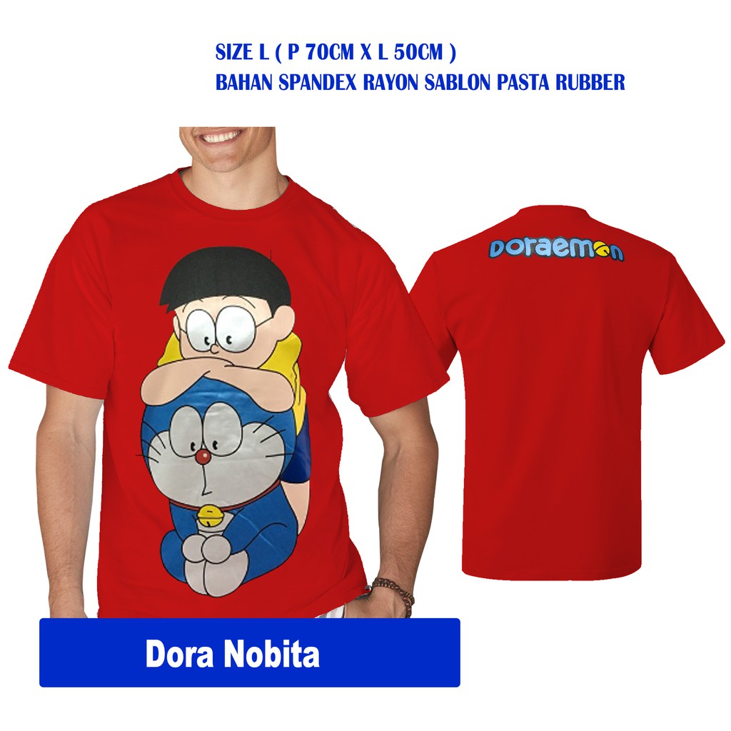  Kaos  doraemon dan nobita red distro bangkaos Shopee 