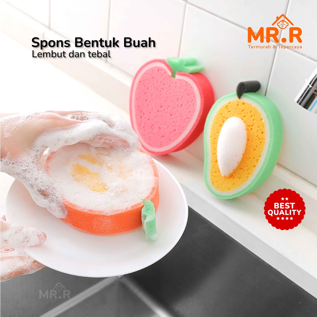 Spons Spon Sponge Spoon Cuci Piring Gelas Cangkir Perlatan Dapur Spon Mandi Buah Buahan Fruit Sponge