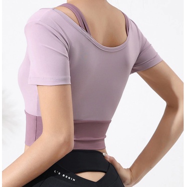 KINDSTORE❤ | Colour Atasan Olahraga Crop Top Gym untuk Wanita Kaos Olahraga Bra Olahraga Yoga Zumba Pakaian Latihan Pilates