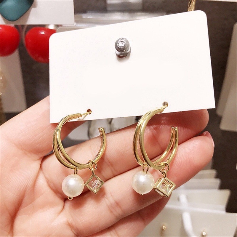 Anting Korea Fashion double layer Pearl wanita