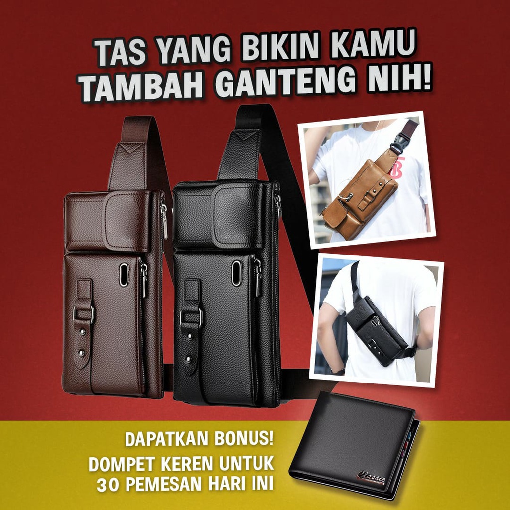 Gratis Dompet Keren Tas Tali Pinggang Bahu Dada Samping Tas Slempang Selempang Waistbag Waist bag Ku