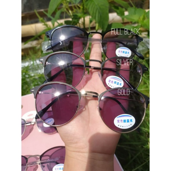 KACAMATA POLARIZED UV 400 Photochromic 2 in 1 PURE STAINLESS RETRO KOREAN SQUARE FASHION FRAME