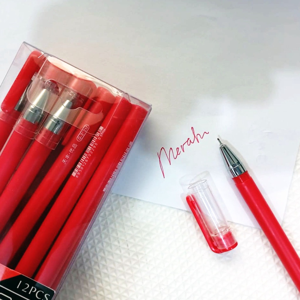 Yamata-  Ballpoint Gel Merah /Pulpen Tinta Merah / Pulpen Gel Merah