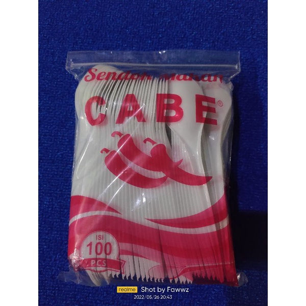 sendok plastik/sendok makan plastik/sendok putih/sendok cabe isi 100