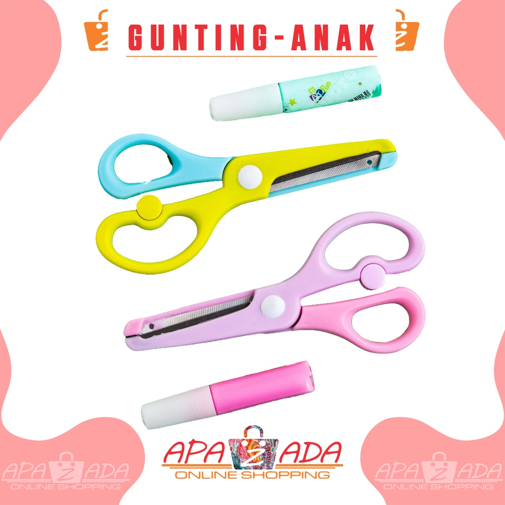 

Apazada - Gunting Anak Set Lem / Gunting Anak Anak Kertas / Kids Scissor set Glue Berkualitas